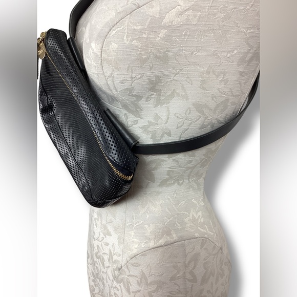 Clare V. Black Perforated Leather Fanny Pack Crossbody travel minimalist - Picture 4 of 11